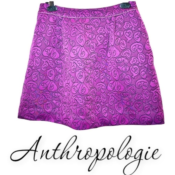ANTHROPOLOGIE HD in Paris Magenta Pink Brocade Mini Skirt, Size 6 - Picture 10 of 11